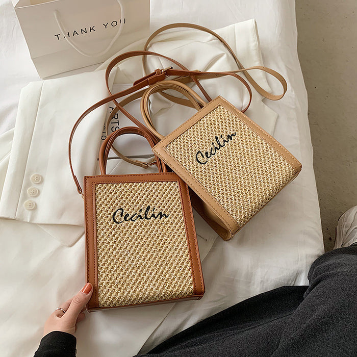 Wholesale Piano Score Straw Handbags