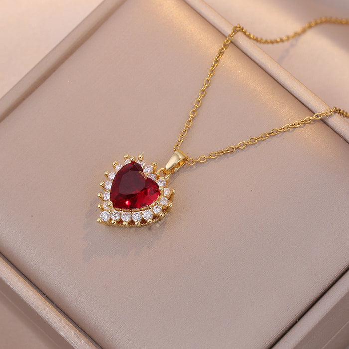 Wholesale Necklace Love Zircon Flower Niche Fashion New Style Design Pendant Temperament Set Titanium Steel Necklace