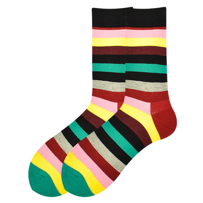 Wholesale Happy Socks Men's Cotton Socks Long Tube Color Stripes JDC-SK-CG020