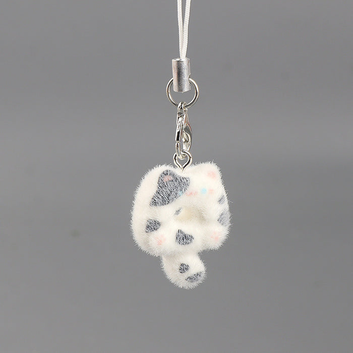 Wholesale Flocked Cat Donut Keychain