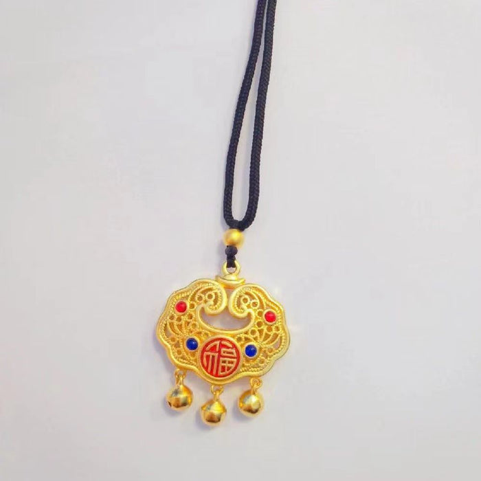 Wholesale  Women  Ping An lock  fu character pendant necklace