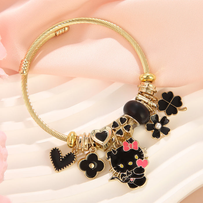 Wholesale Stainless Steel Beaded Bracelet Cute Cartoon Jewelry for Women Gift MOQ≥2