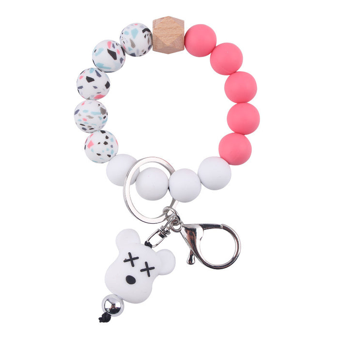 Wholesale Cartoon Silicone Beaded Bracelet Keychain JDC-KC-GuangTian041