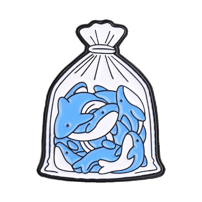 Wholesale Zinc Alloy Blue Dolphin Brooch Pin Cute Cartoon Animal Badge For Bags Backpacks