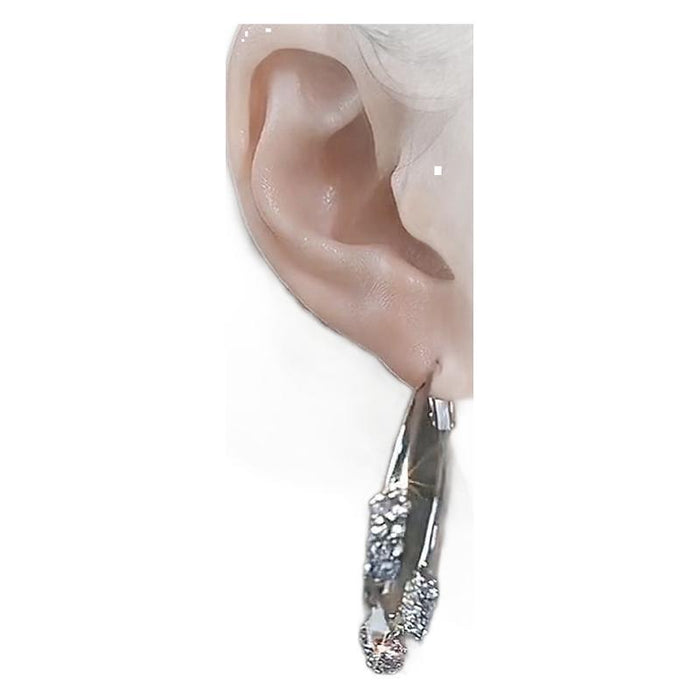 Wholesale Earrings with diamond patterned smooth surface earrings, light luxury temperament, circle personality, exaggerated earrings