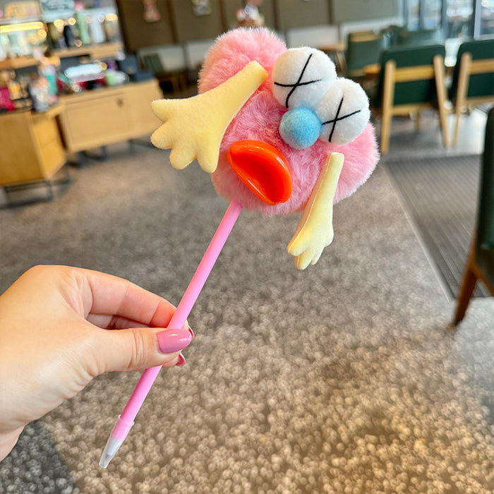 Wholesale Cartoon hair ball student creative ballpoint pen children cute stationery plush hand account