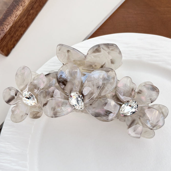 Wholesale Camellia Flower Rhinestone Acetate Hair Gripper - Fashion Accessory