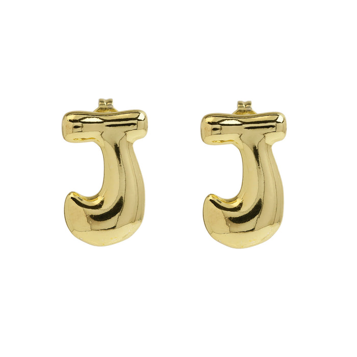 Wholesale 2PCS 18K Gold Brass 26 English Letters Earrings JDC-ES-BaiYi008