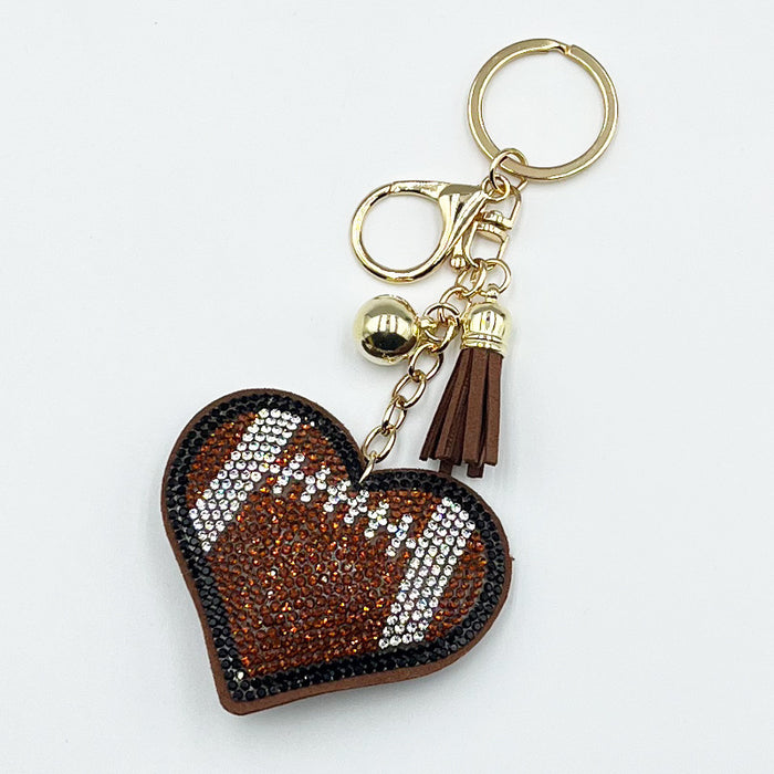 Wholesale Rhinestone Heart Sports Ball Rhinestone Keychain