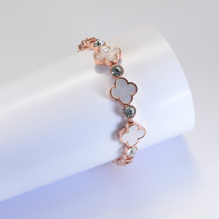 Wholesale Four-leaf clover bracelet,  shell rose gold