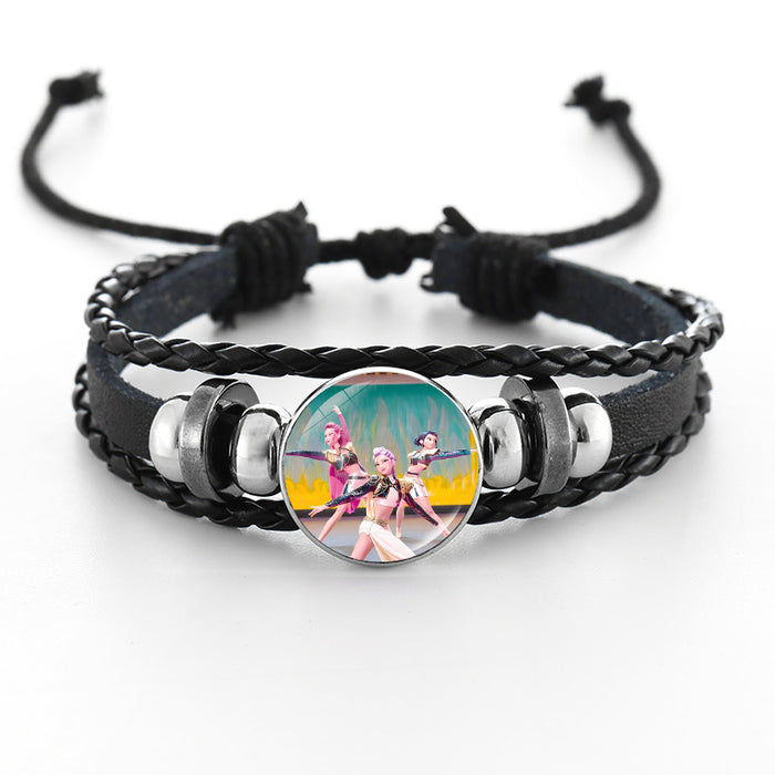 Wholesale KPOP Couple leather braided black bracelet