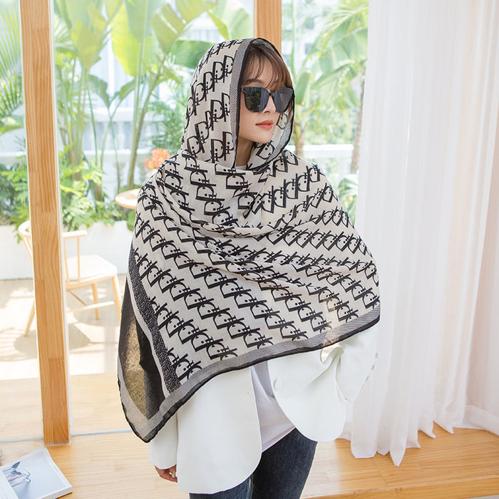 Wholesale Scarves Shawls High-end and Cold Resistant Scarves for Women Fashionable Prints Elegant and Warm Temperament Shawls JDC-SF-MC006