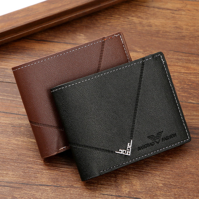 Wholesale Men's Simple Multi Slot Horizontal Splicing Leather Wallet JDC-WT-PC004