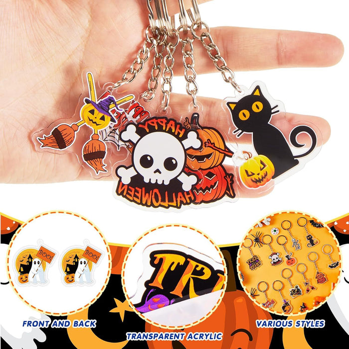 Wholesale Acrylic Keychain Skeleton Ghost Pumpkin Bat Cat Design MOQ≥2