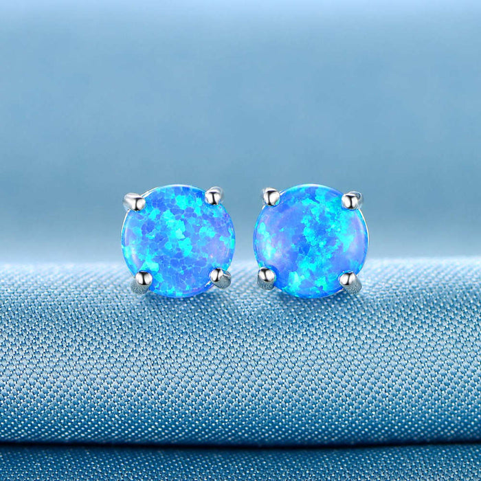 Wholesale White Round Mini Opal Copper Earrings JDC-ES-JuC003