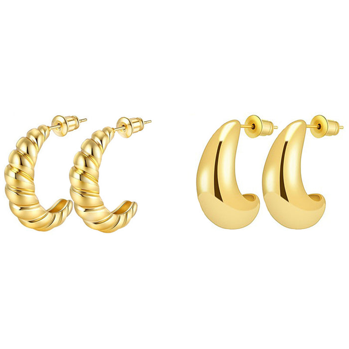 Wholesale Copper plated real gold exaggerated earrings with a high-end feel, trendy geometric earrings, and simple design