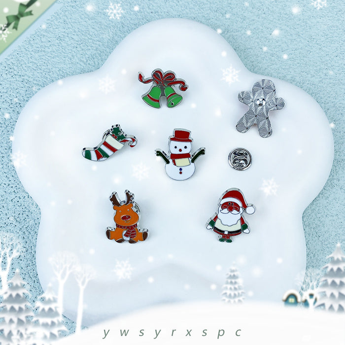 Wholesale Christmas Santa Reindeer Snowman Alloy Brooch Pin Chic Holiday Fashion Accessory MOQ≥2