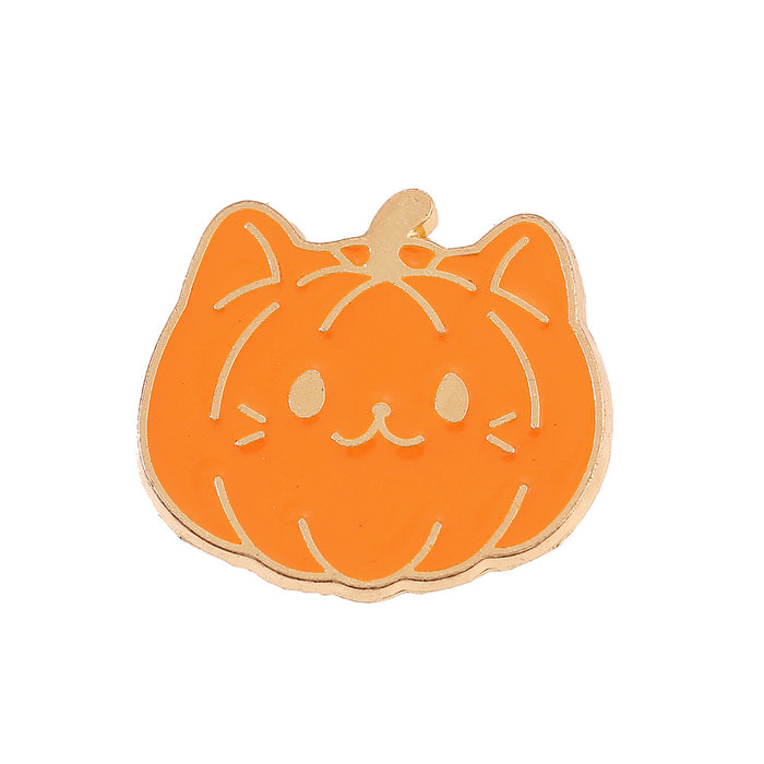 Wholesale  Cat Brooch With Pumpkin And Fries Metal Funny Animal Pin Trendy Jewelry Accessory For Gift And Boutique Resale