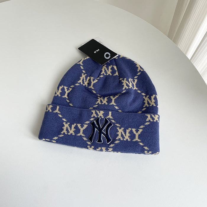 Wholesale autumn and winter all-over printed jacquard knitted hat for cold protection and warmth ear protection pullover hat JDC-HT-MaiM002