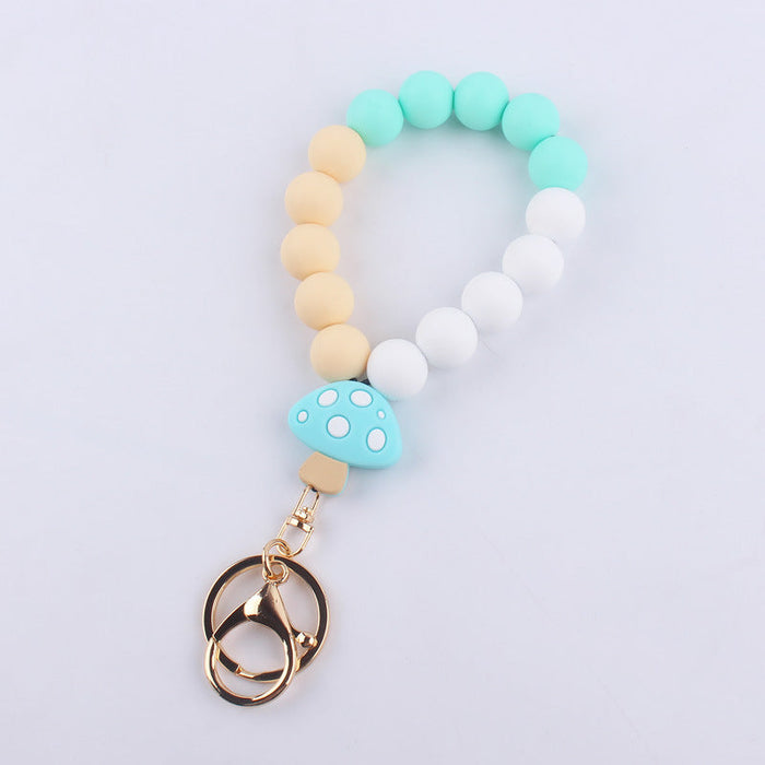 Wholesale Cartoon Silicone Mushroom Beaded Wrist Keychain JDC-KC-GuangTian012