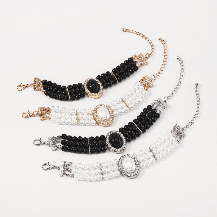 Wholesale  Imitation Pearl Rhinestone Resin Beaded Cold Style Bracelet