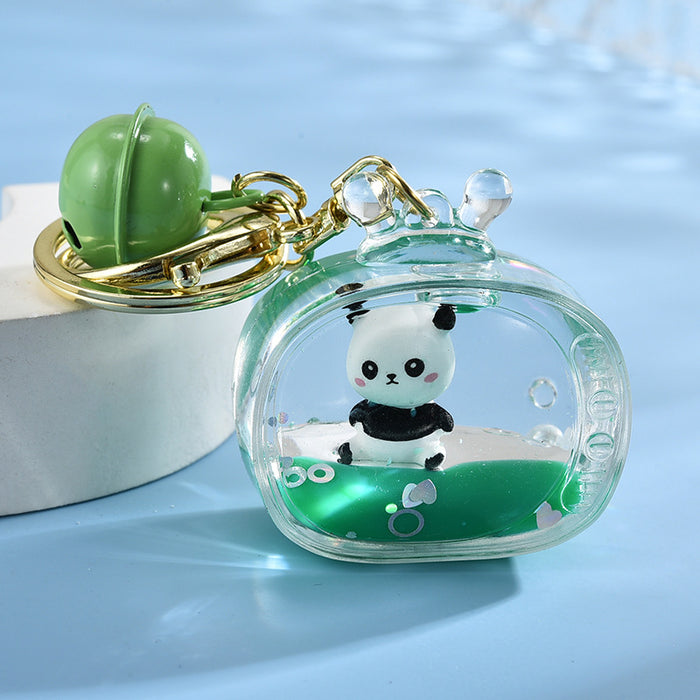 Wholesale Acrylic Oil Floating Doll Panda Keychain JDC-KC-ShuangD015