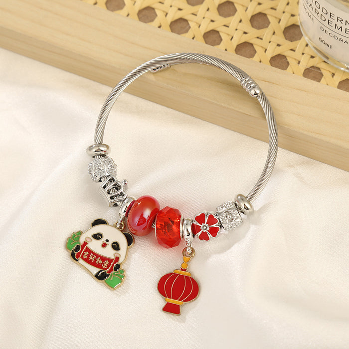 Wholesale Stainless Steel Panda Bracelet Travel Souvenir Fashion Accessory MOQ≥2