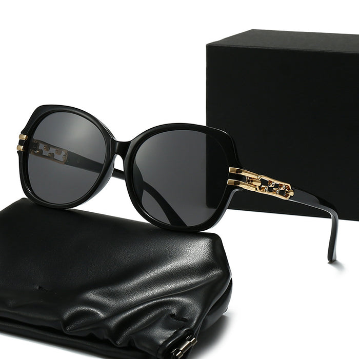 Wholesale Large frame metal sunglasses with diamond inlay, fashionable model sunscreen glasses, women's sunglasses