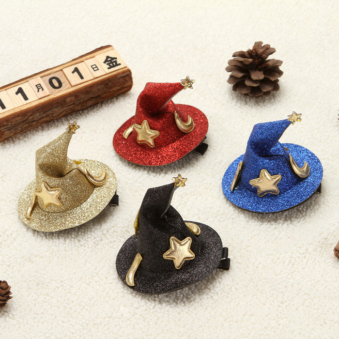 Wholesale Red Witch Hat Hair Clip Handmade Cloth  Party Prop DIY Small Pointed Hat Hair Accessory For Chic Styling