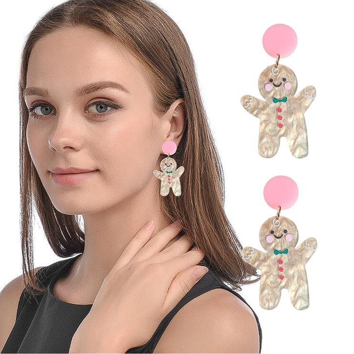 Wholesale Christmas Tree Rainbow Koala Dinosaur Cactus Gingerbread Man Acrylic Earrings JDC-ES-Qiany006