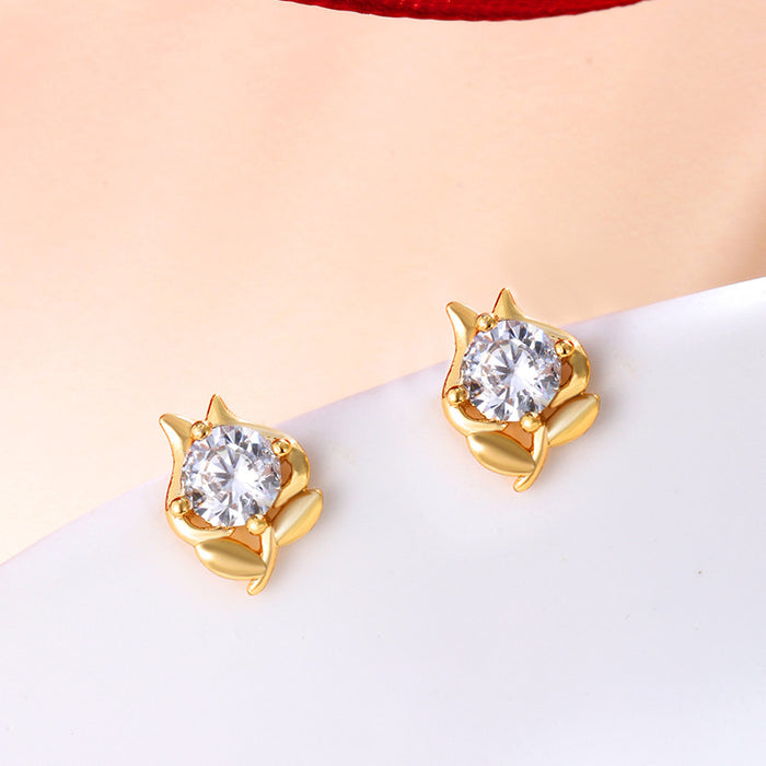 Wholesale Copper Alloy Gold Plated Exquisite Small Flower Earrings JDC-ES-XP014