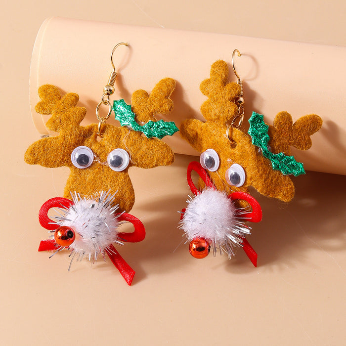 Wholesale Christmas earrings cartoon cute funny elk Christmas tree garland earrings jewelry