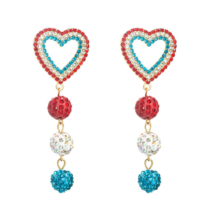 Wholesale Heart Shape Color Ball Alloy Diamond Long Earrings JDC-ES-Hem008