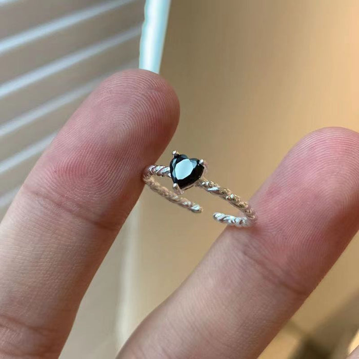 Wholesale Black Zircon Love Twist Ring for Women