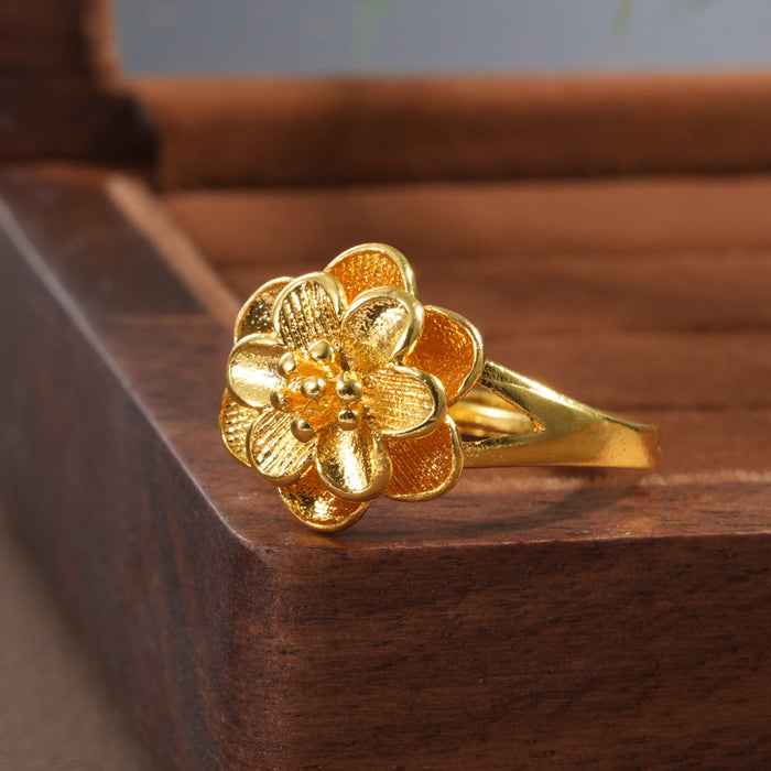 Wholesale Sand gold imitation brass gold-plated open adjustable ring