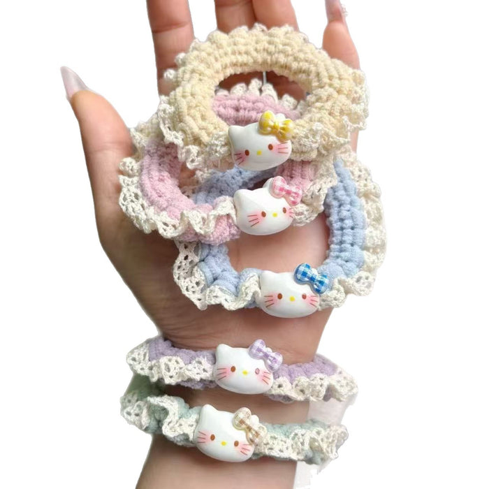 Wholesale Sweet Plaid Butterfly Cat Lace Hair Tie Ponytail Ins Cute Student Hair Accessory