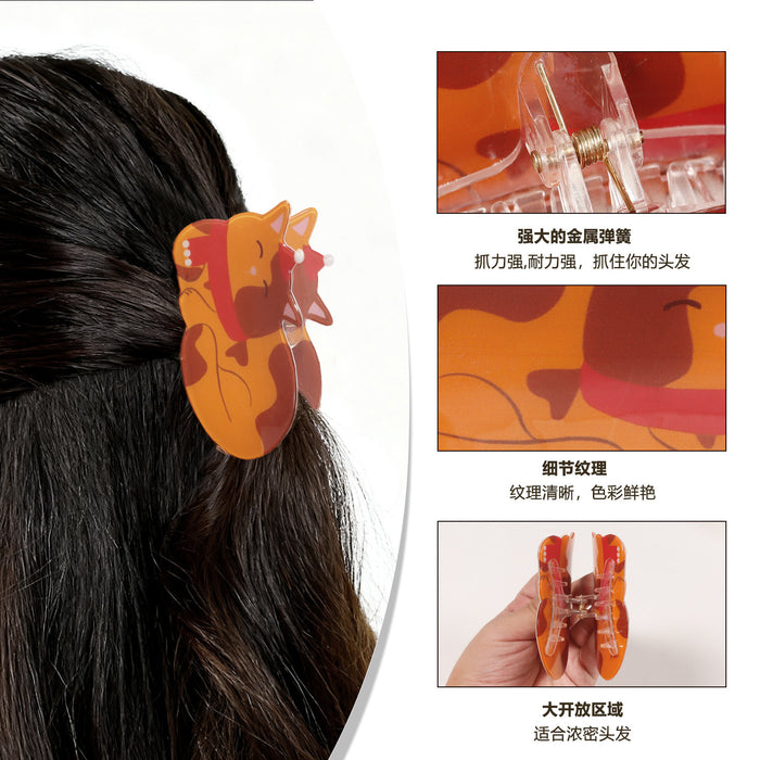 Wholesale Christmas Cat Snowflake Hair Claw Clip Trendy PVC Claw Hair Clip For Women Boutique Resale Hair Accessory