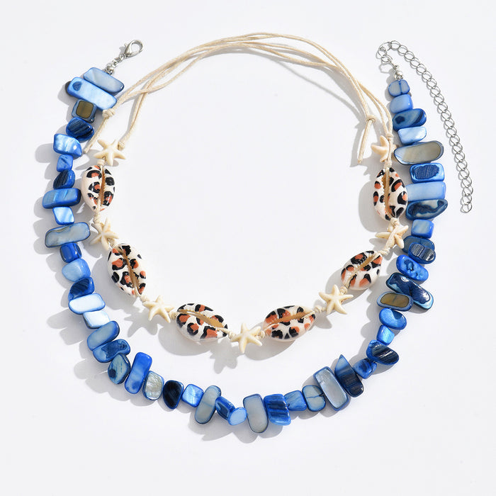 Wholesale New Natural Freshwater Shell Stained Bead Sea Star Shell Necklace Accessories Ocean Jewelry