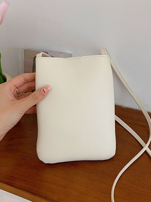 Wholesale Small shoulder bag, casual retro solid color vertical phone bag, simple soft leather single shoulder