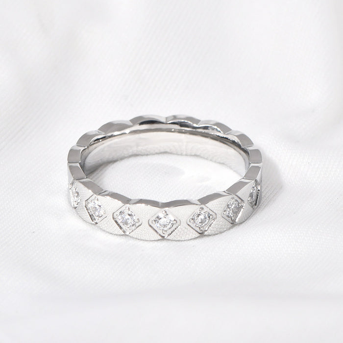 Wholesale Simple Niche Rhombus Micro-Set Diamond Multi-Color Ring