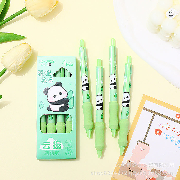 Wholesale 4pcs/set Panda Flower Soft Cloud Grip Gel Pen Quick-drying Pen Brush Pen