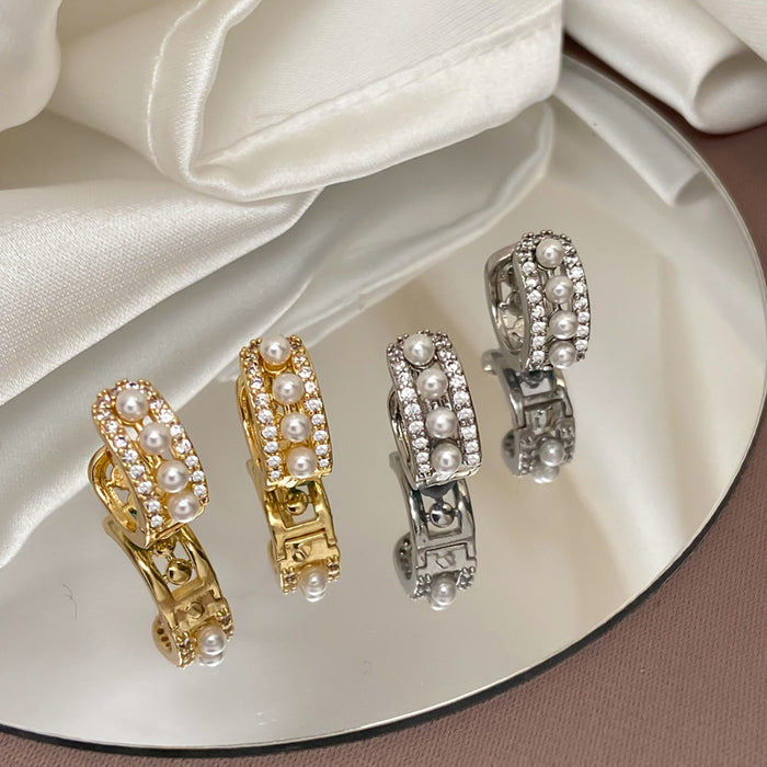 Wholesale High-gloss pearl micro-pave earrings