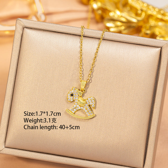 Wholesale Titanium steel horse necklace for women