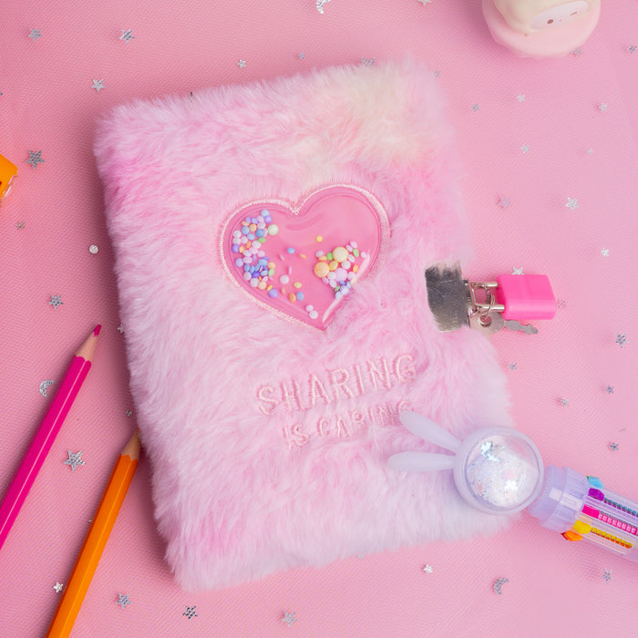 Wholesale Fabric A6 Lockable Plush Notebook with Tie Dye Heart Cover MOQ≥3