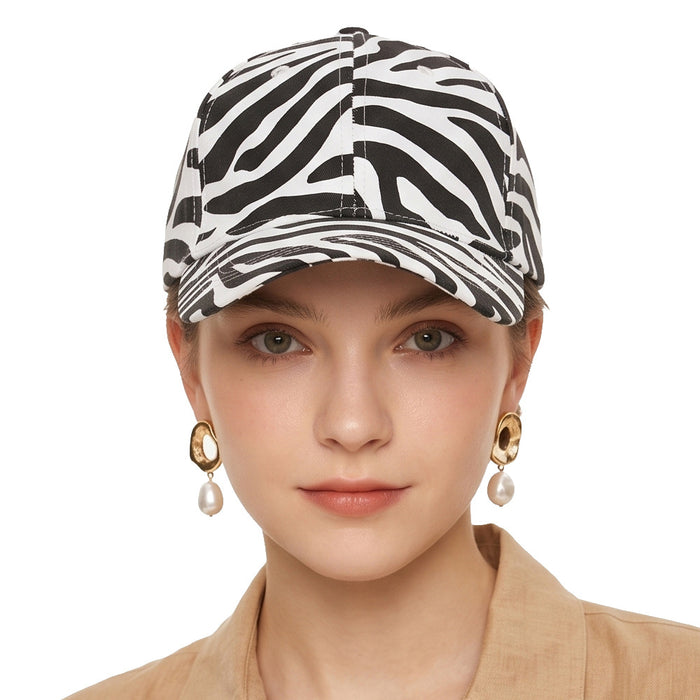 Wholesale Women' s Zebra Pattern Baseball Cap Curved Brim Sun Hat Summer Fashion