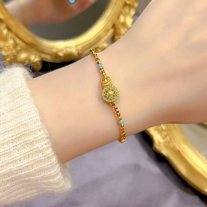 Wholesale Retro gold bead hollow four leaf clover light luxury fashion high-end bracelet accessory