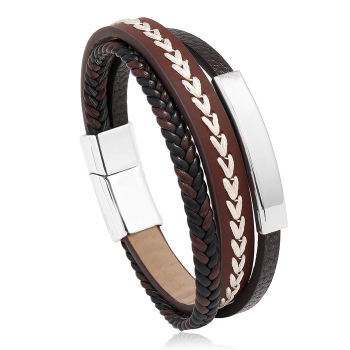 Wholesale Men's Retro Multi-layer Woven Embroidery Style Couple Bracelet JDC-BT-XH013