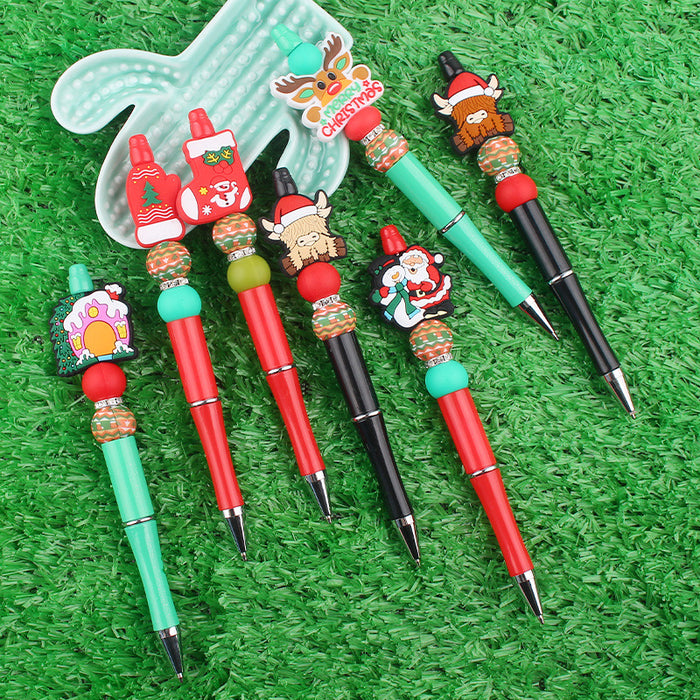 Wholesale Cartoon Christmas Silicone Plastic Bead Pen JDC-PN-GuangTian014