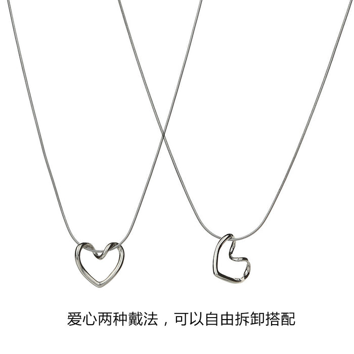 Wholesale Love necklace pendant, titanium steel lock chain, couple's niche design, alloy short piece