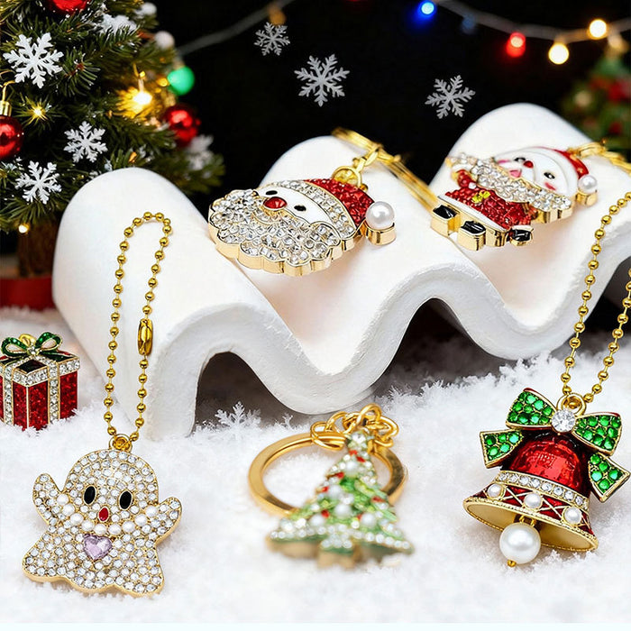Wholesale Cartoon Christmas Metal Keychain Bag Charm Cute Holiday Gift Accessory